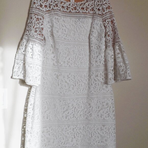 RALPH LAUREN Women White Crochet Lace dress - size 12 - Picture 11 of 13